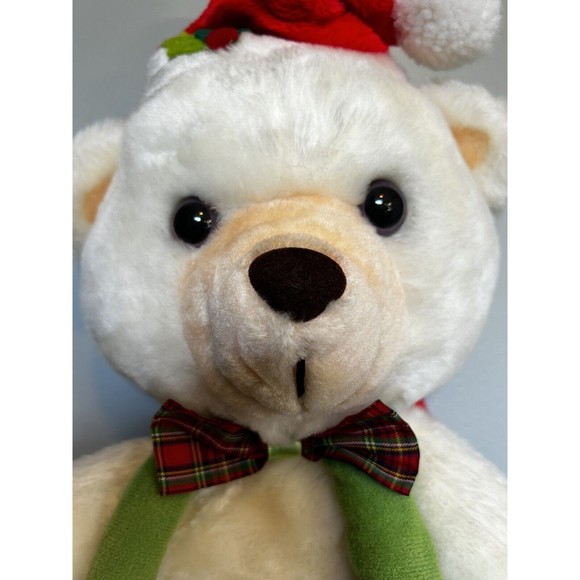 Vintage Rennoc Plush White Cream Teddy Bear Christmas Stocking Hang N Stuff Rare - Picture 6 of 16